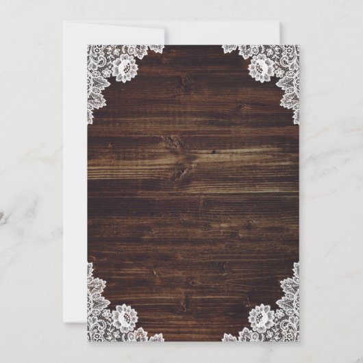 ウッド素朴レースサンフラワーブライダルシャワー 招待状 (裏面)
