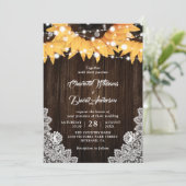 ウッド素朴レースサンフラワー結婚式招待状 招待状 (スタンド正面)