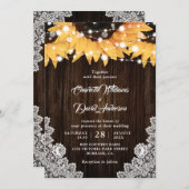 ウッド素朴レースサンフラワー結婚式招待状 招待状 (正面/裏面)