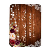 ウッド素朴レースバーガンディフローラ保存日 マグネット (縦)