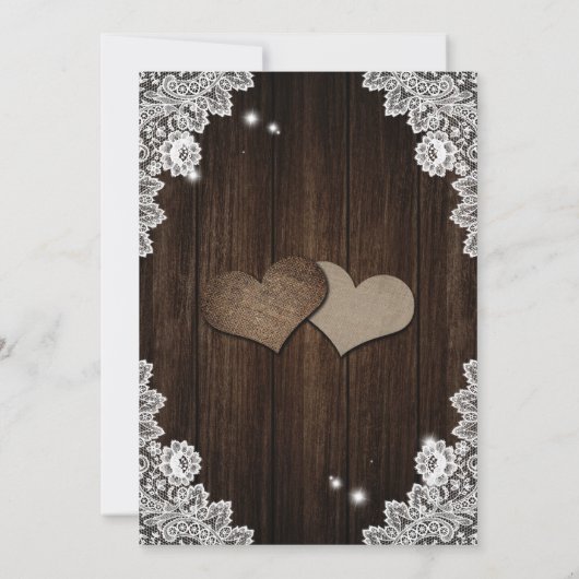 ウッド素朴レースパープル&ブルーフローラズ結婚 招待状 (裏面)