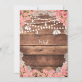ウッド素朴レースピンクローズエレガントブライダルシャワー 招待状 (裏面)