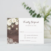 ウッド素朴レースホワイトフローラメイスンジャーズRSVP 招待状 (スタンド正面)