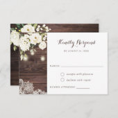 ウッド素朴レースホワイトフローラメイスンジャーズRSVP 招待状 (正面/裏面)