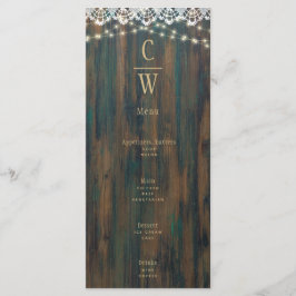 ウッド素朴レースライト金ゴールド文字結婚ズ メニュー