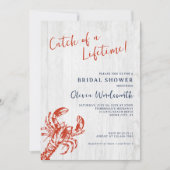 ウッド素朴ロブスター沿岸ブライダルシャワー 招待状 (正面)