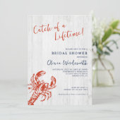 ウッド素朴ロブスター沿岸ブライダルシャワー 招待状 (スタンド正面)