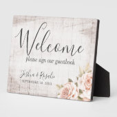 ウッド素朴ロマンチックなバラシャビーウェルカム結婚ズ フォトプラーク (側面)