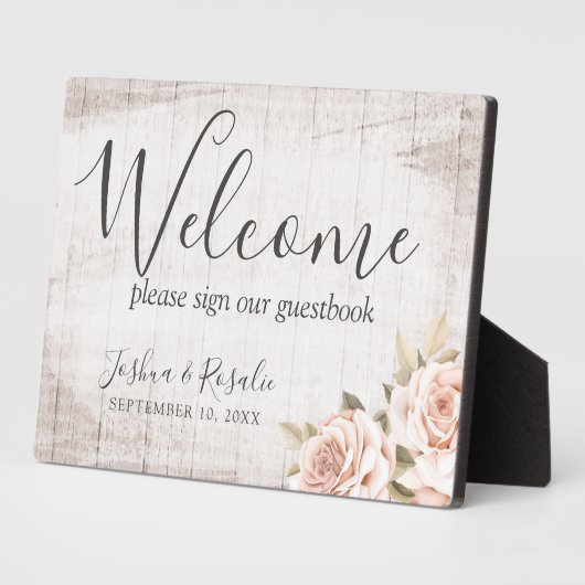 ウッド素朴ロマンチックなバラシャビーウェルカム結婚ズ フォトプラーク (側面)