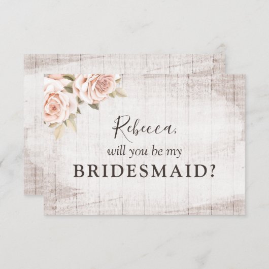 ウッド素朴ロマンチックバラブライダルパーティ提案 招待状 (正面/裏面)