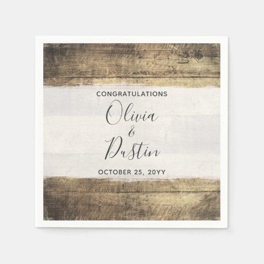 ウッド素朴ヴィンテージカントリーファームハ結婚ウス スタンダードカクテルナプキン (正面)