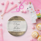 ウッド素朴ヴィンテージカントリーファームハ結婚ウス ペーパープレート (パーティー)