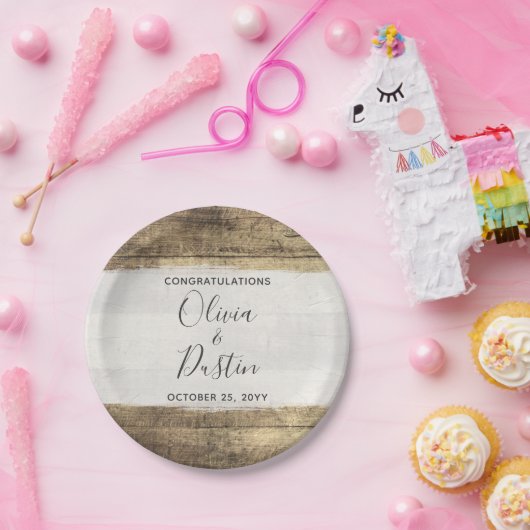 ウッド素朴ヴィンテージカントリーファームハ結婚ウス ペーパープレート (パーティー)