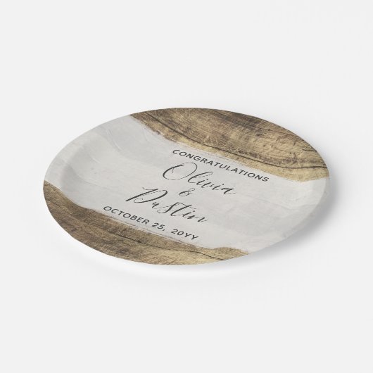 ウッド素朴ヴィンテージカントリーファームハ結婚ウス ペーパープレート (アングル)