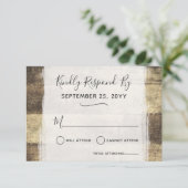 ウッド素朴ヴィンテージカントリーファームバーンウェディングRSVP 出欠カード (スタンド正面)