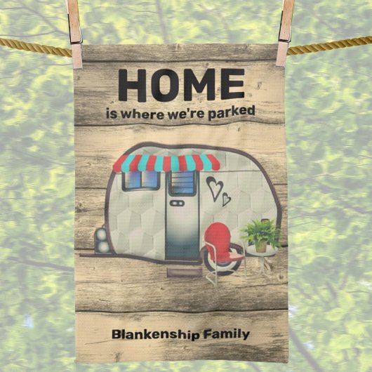 ウッド素朴ヴィンテージキャンパーレッドチェアキュートカスタム キッチンタオル