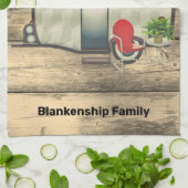 ウッド素朴ヴィンテージキャンパーレッドチェアキュートカスタム キッチンタオル (折り畳み)