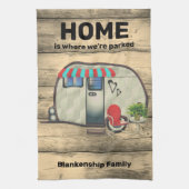 ウッド素朴ヴィンテージキャンパーレッドチェアキュートカスタム キッチンタオル (縦)