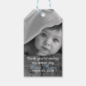 ウッド素朴ヴィンテージクロスバプテスマありがとう写真 ギフトタグ (正面)