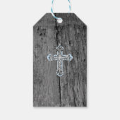 ウッド素朴ヴィンテージクロスバプテスマありがとう写真 ギフトタグ (裏面)