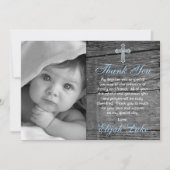 ウッド素朴ヴィンテージクロスフォトバプテスマありがとう サンキューカード (正面)