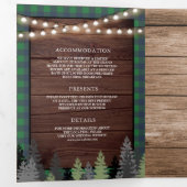 ウッド素朴ヴィンテージグリーンクリスマストラック結婚ズ 三つ折り招待状 (内部最初)