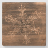 ウッド素朴ヴィンテージスノーフレークウィンターストーンコースター ストーンコースター (正面)