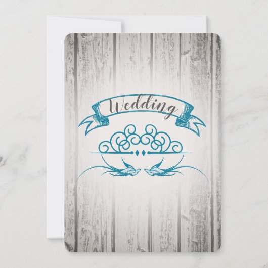 ウッド素朴ヴィンテージラブバード結婚式招待状 招待状 (裏面)