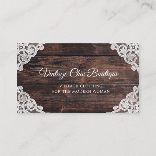 ウッド素朴ヴィンテージレースカントリーブティック 名刺 (正面)