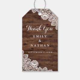 ウッド素朴ヴィンテージレース好意ありがとうギフトラベル ギフトタグ