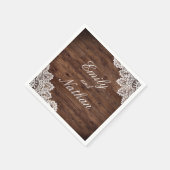 ウッド素朴ヴィンテージレース結婚のナプキン スタンダードカクテルナプキン (角)