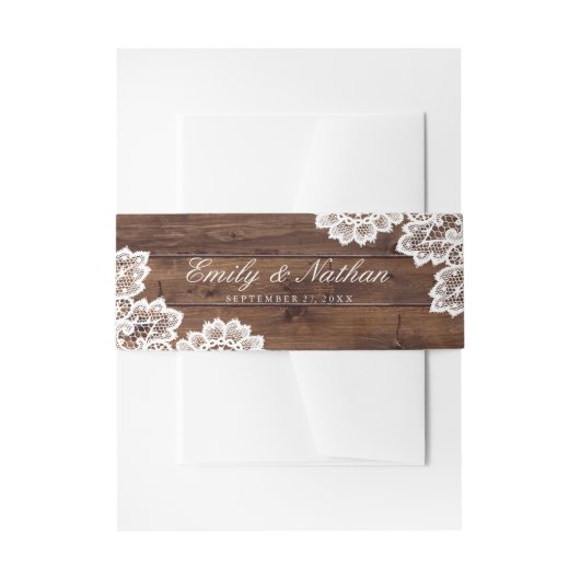 ウッド素朴ヴィンテージレー結婚スのベリーバンド 招待状ベリーバンド (正面例)