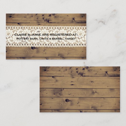 ウッド素朴ヴィンテージレー結婚スのレジストリ挿入 エンクロージャーカード (正面/裏面)