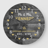 ウッド素朴五結婚周年記念夫妻 ラージ壁時計 (正面)
