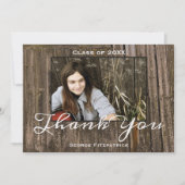 ウッド素朴写真テンプレート高校卒業 サンキューカード (正面)