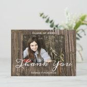 ウッド素朴写真テンプレート高校卒業 サンキューカード (スタンド正面)