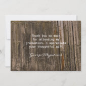 ウッド素朴写真テンプレート高校卒業 サンキューカード (裏面)
