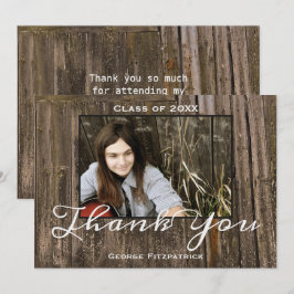 ウッド素朴写真テンプレート高校卒業 サンキューカード