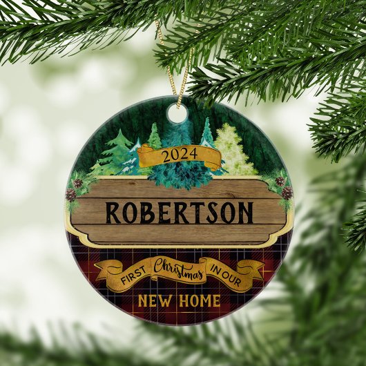 ウッド素朴初めてのクリスマスニューホーム セラミックオーナメント