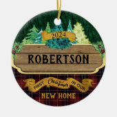 ウッド素朴初めてのクリスマスニューホーム セラミックオーナメント (正面)