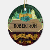 ウッド素朴初めてのクリスマスニューホーム セラミックオーナメント (左)