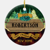 ウッド素朴初めてのクリスマスニューホーム セラミックオーナメント (裏面)