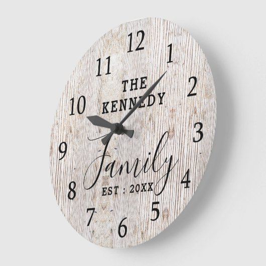 ウッド素朴動揺してファームハウスファミリー名 ラージ壁時計 (傾斜)