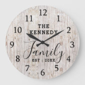 ウッド素朴動揺してファームハウスファミリー名 ラージ壁時計 (正面)