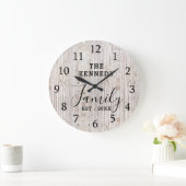 ウッド素朴動揺してファームハウスファミリー名 ラージ壁時計 (ホーム)