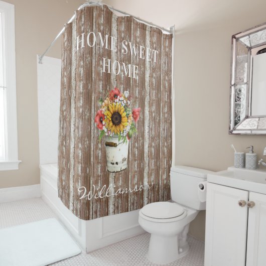 ウッド素朴動揺してファームハウスホームスウィートホーム シャワーカーテン (インサイチュ)