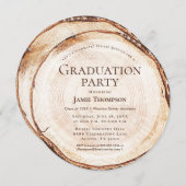 ウッド素朴卒業パーティユニークカスタムー 招待状 (正面/裏面)