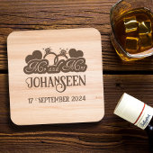 ウッド素朴夫妻の新郎新婦結婚式の引き出物 スクエアペーパーコースター