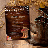 ウッド素朴女性のカーボーイブーツウェスタンブライダルシャワー 招待状