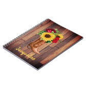 ウッド素朴女性のカーボーイブーツサンフラワーズバラカスタム ノートブック (左側)